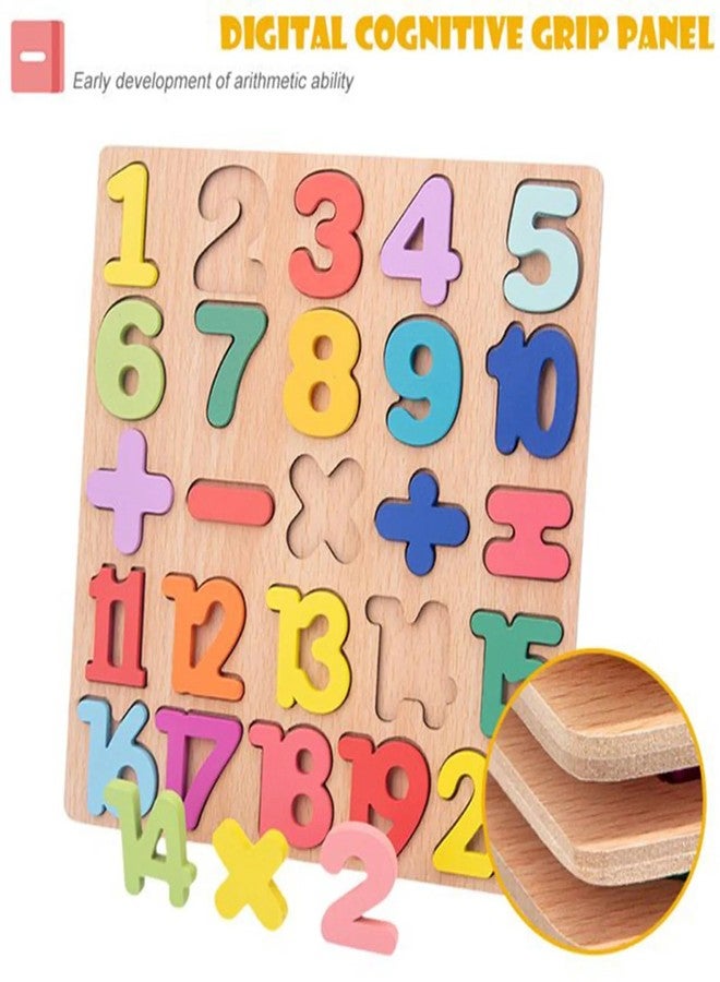 AUTHFORT Wooden Alphabet Puzzles Numbers Count Board Blocks 3 Sets Game, Colorful ABC Lower Letters/Numbers/Shapes for Kids Toddlers Preschool Early Learning Educational Toys (Number) - Image 4